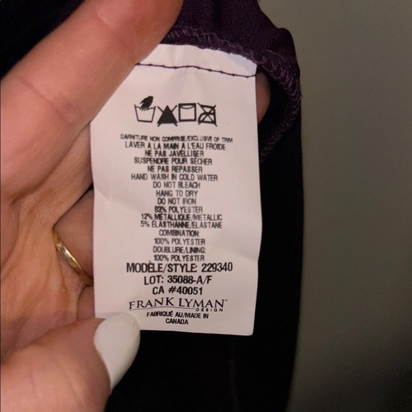 Frank Lyman Design Purple Sheath Dress with Flutter Sleeves - Picture 7 of 7